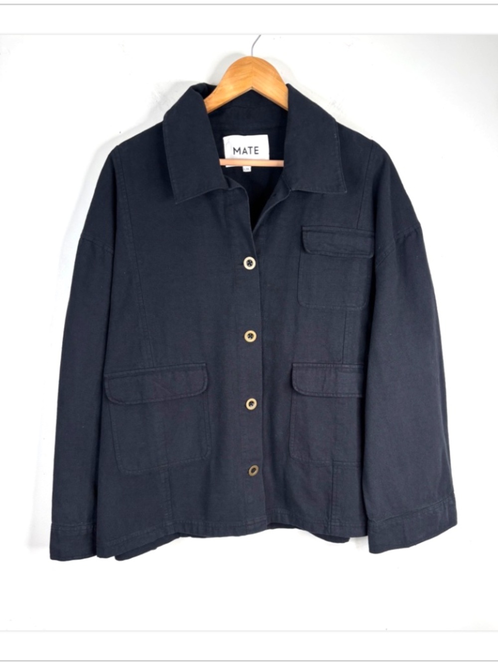 Mate Organic Cotton Black Chore Coat XL XXL Utility Canvas Fisherman Minimalist